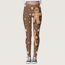 Spelande Pepparkaksgubbe Mönster på Brown Leggings