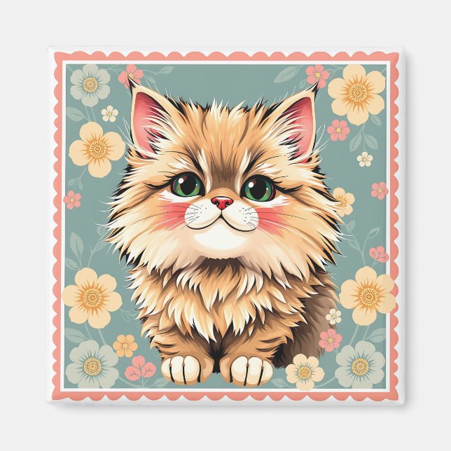 Spelande persiskt katt magnet (Framsidan)