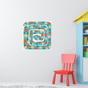 Spelande polka-punktblått och Orange-Abstrakt-orm Poster