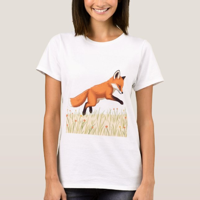 Spelande räv i 🦊 t shirt (Framsida)