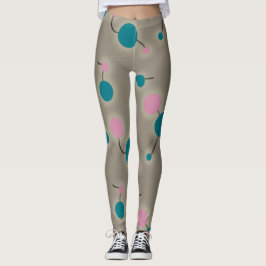 Spelande Retro Large Molecules Universe Rosa Blue Leggings