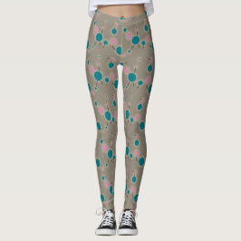 Spelande Retro Small Molecules Universe Rosa Blue Leggings