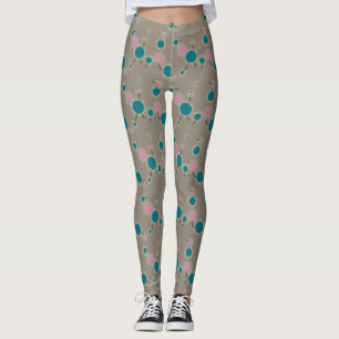 Spelande Retro Small Molecules Universe Rosa Blue Leggings