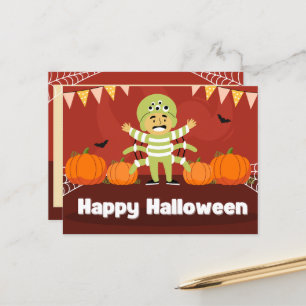 Spelande Röd och Orange Happy halloween Helg Vykort