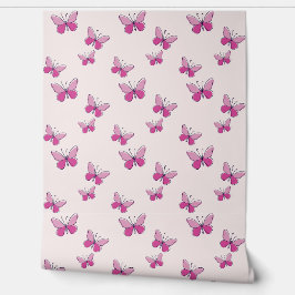 Spelande Rosa Butterfly Insekter Doodle Stil