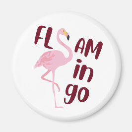 Spelande Rosa Flamingo Typography Art Magnet