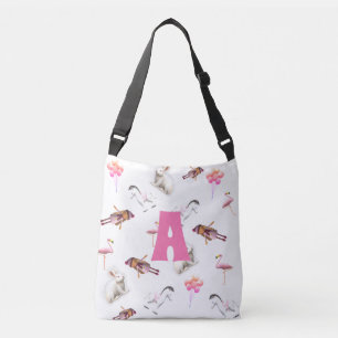 Spelande Rosa Monogrammed Mönster Axelväska