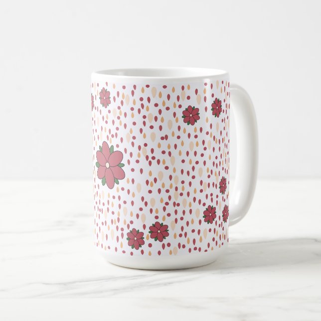 Spelande Rosa och Red Folk Art Blommigt Mugg (Framsida höger)
