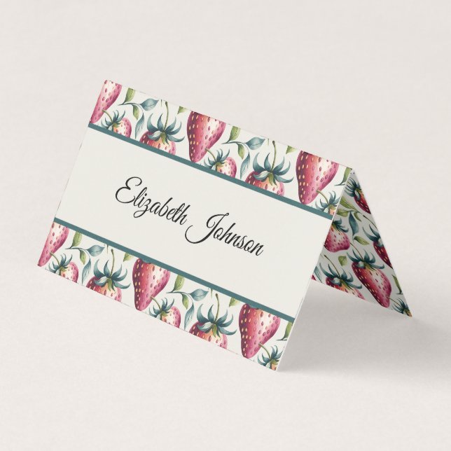Spelande Rosa Strawberry Sommar Fruktiga Namn Kort (Framsida)