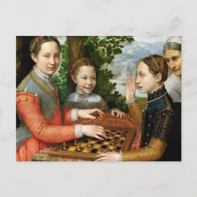 Spelande schack av Sofonisba Anguissola Postcard Vykort (Framsida)