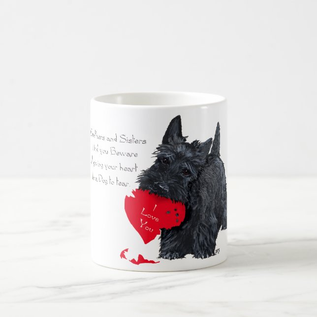 Spelande Scottish Terrier Valentine Mugg (Center)