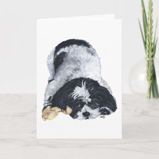 Spelande Shih Tzu Kort (Framsida)