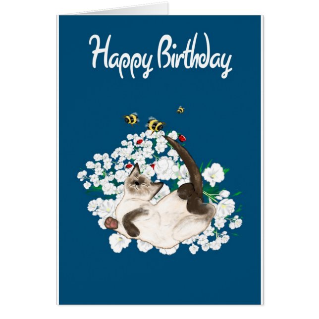 Spelande siamesisk katt hälsningskort (Framsidan)