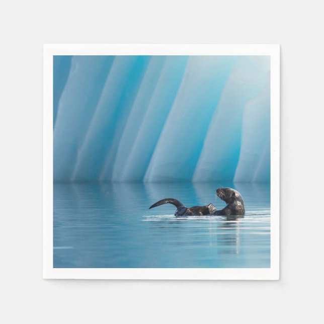 Spelande sjöutter pappersservett (Framsidan)