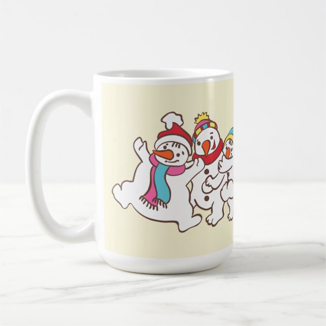 Spelande snögubbar kaffemugg (Vänster)