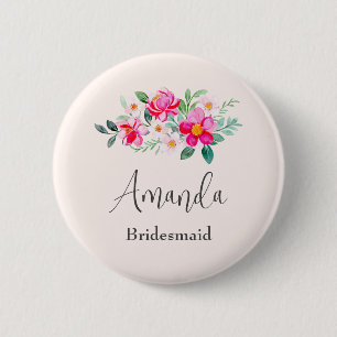 Spelande Söt Rosa Flower Bouquet Bridesmaid Knapp
