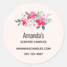 Spelande Söt Rosa Flower Bouquet Business Runt Klistermärke