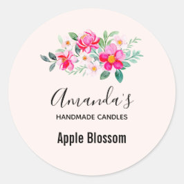 Spelande Söt Rosa Flower Bouquet Candle Biz Runt Klistermärke