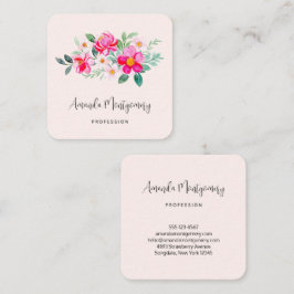 Spelande Söt Rosa Flower Bouquet Fyrkantigt Visitkort