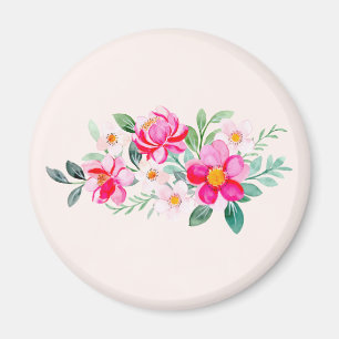 Spelande Söt Rosa Flower Bouquet Magnet
