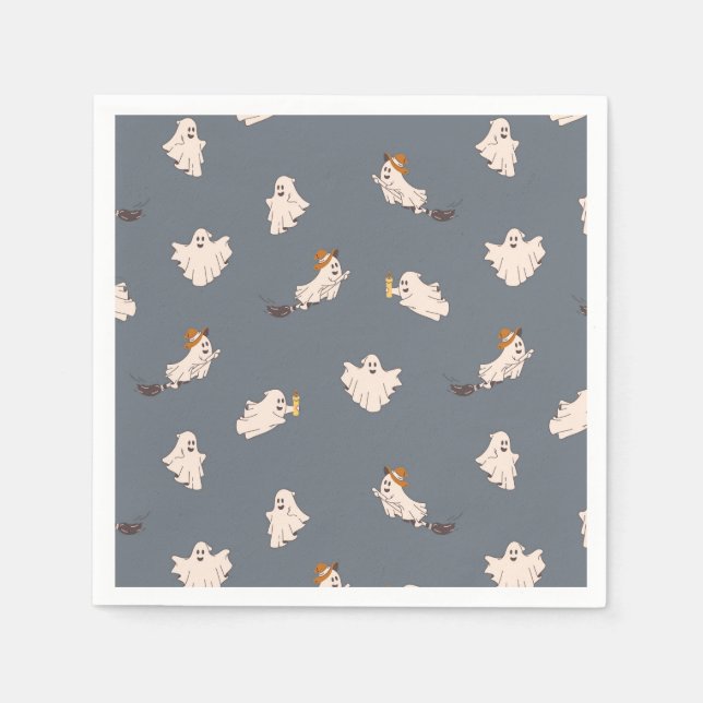 Spelande Spöken Halloween Mönster Pappersservett (Framsidan)