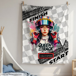 Spelande sportbilsblanketformel 1-flickgåva fleecefilt