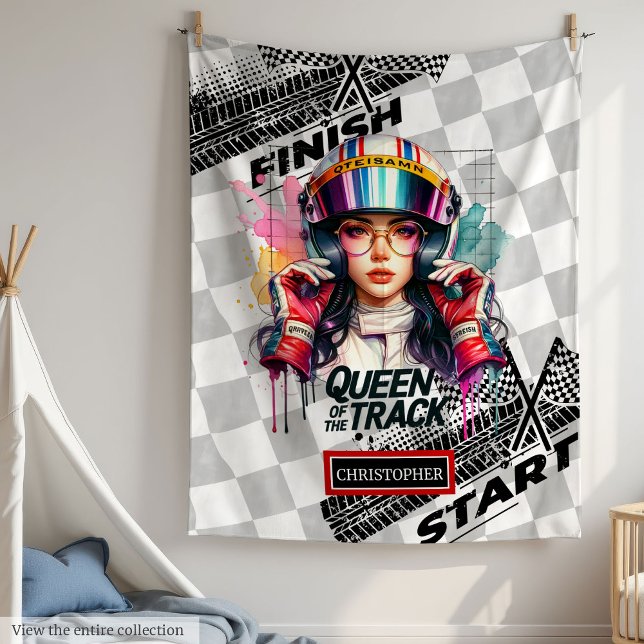 Spelande sportbilsblanketformel 1-flickgåva fleecefilt (Playful Sport Car Blanket Formula 1 Girl Gift)