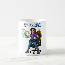 Spelande Super Mamma Spelkontroll Cartoon Kaffemugg