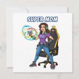 Spelande Super Mamma Spelkontroll Cartoon Kort
