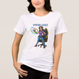 Spelande Super Mamma Spelkontroll Cartoon T Shirt