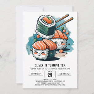 Spelande Sushi Dreams Birthday Inbjudningar