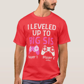 Spelande syster blev nivå upp stor syster rosa ell t shirt