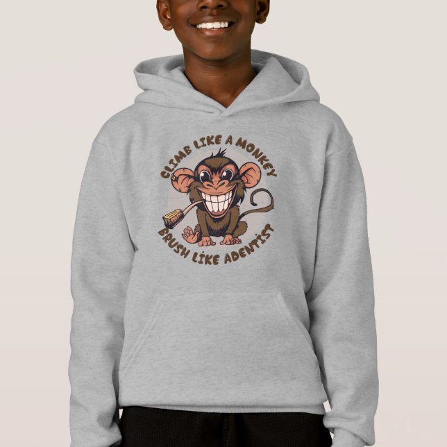 Spelande Tecknad, apa | Kids Pullover Hoodie T Shirt (Framsida)