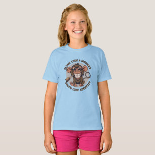 Spelande Tecknad, apa Kids T-Shirt