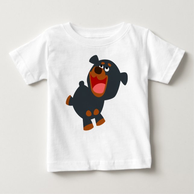 Spelande Tecknad Baby Rottweiler Baby T-Shirt (Framsida)