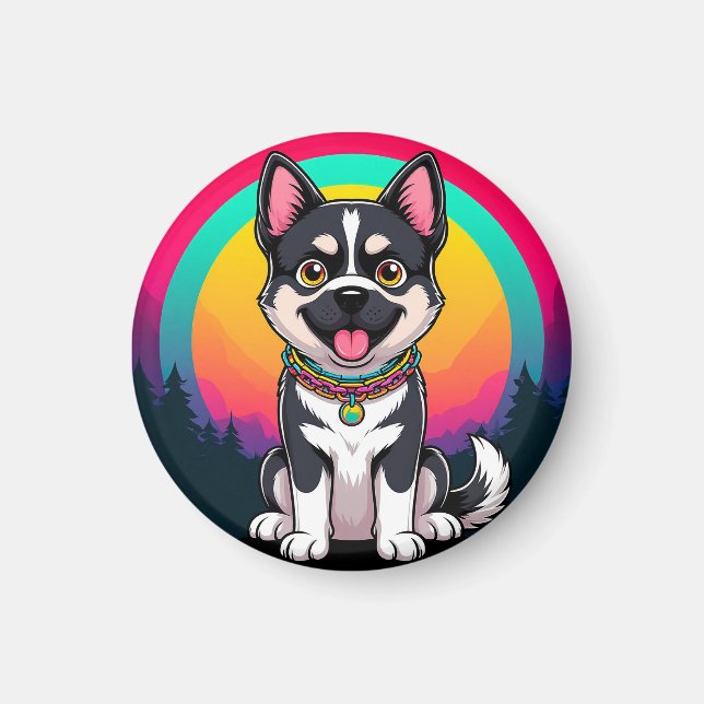 Spelande Tecknad hund Magnet (Framsidan)