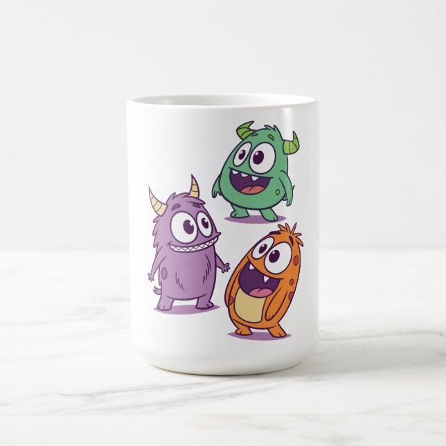 Spelande Tecknad Monsters - Cute Big Eyed Characte Kaffemugg (Center)