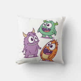 Spelande Tecknad Monsters - Cute Big Eyed Characte Kudde