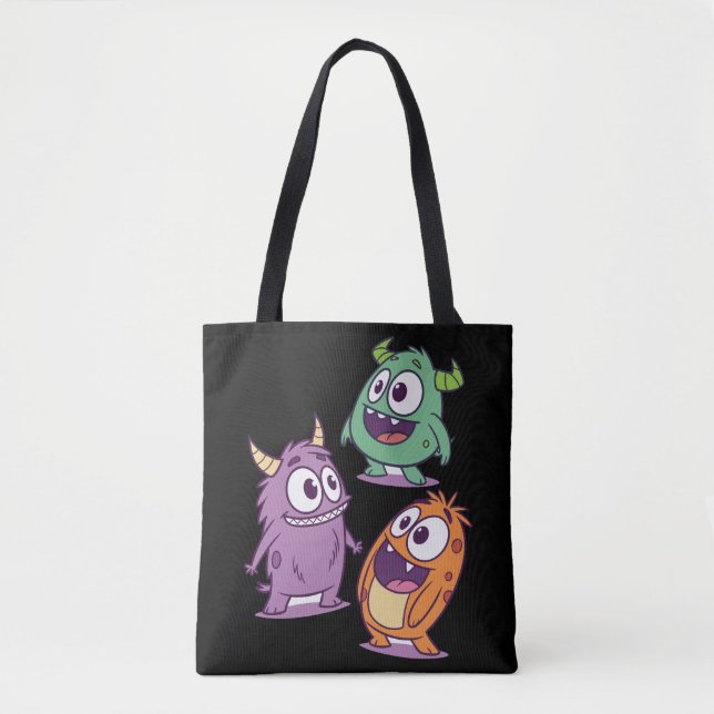 Spelande Tecknad Monsters - Cute Big Eyed Characte Tygkasse (Framsida)