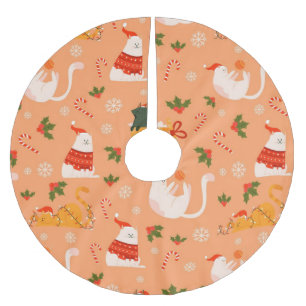 Spelande Tjock Katt jul Mönster Julgransmatta Borstad Polyester