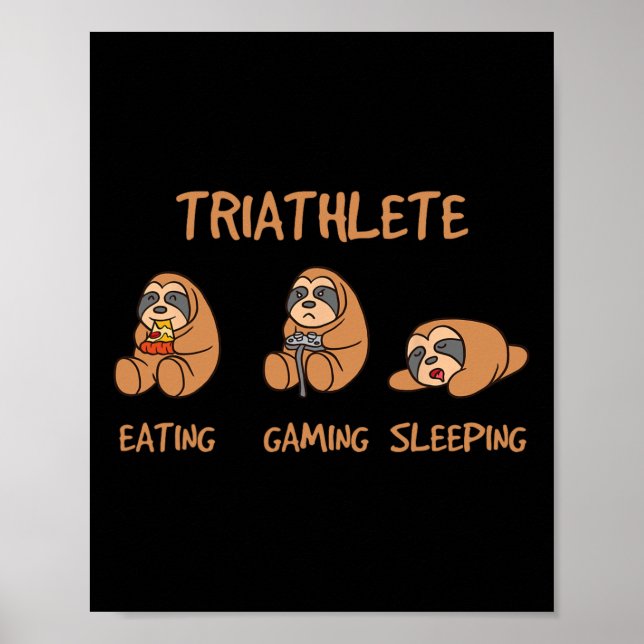Spelande Triatlet Rolig Spelande Sengångare Spelar Poster (Framsidan)