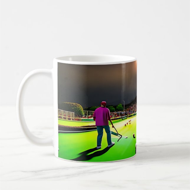 Spelande Twilight Gräsmatta Bowls, kaffe Mugg (Vänster)