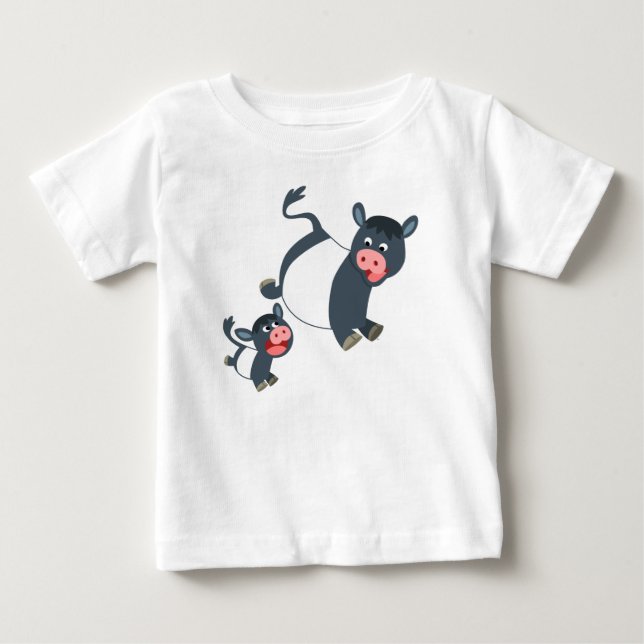 Spelande under Galloway Cow & Calf Baby T-Shirt (Framsida)
