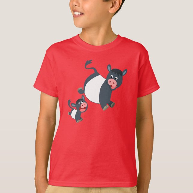 Spelande under Galloway Cow & Calf Kids T-Shirt (Framsida)