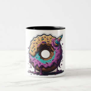 Spelande Unicorn Donut Fantasy Två-Tonad Mugg
