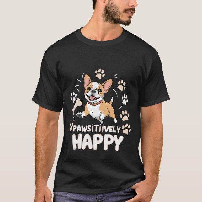 Spelande Valp-Cute och Cheerful Hund design T Shirt (Framsida)