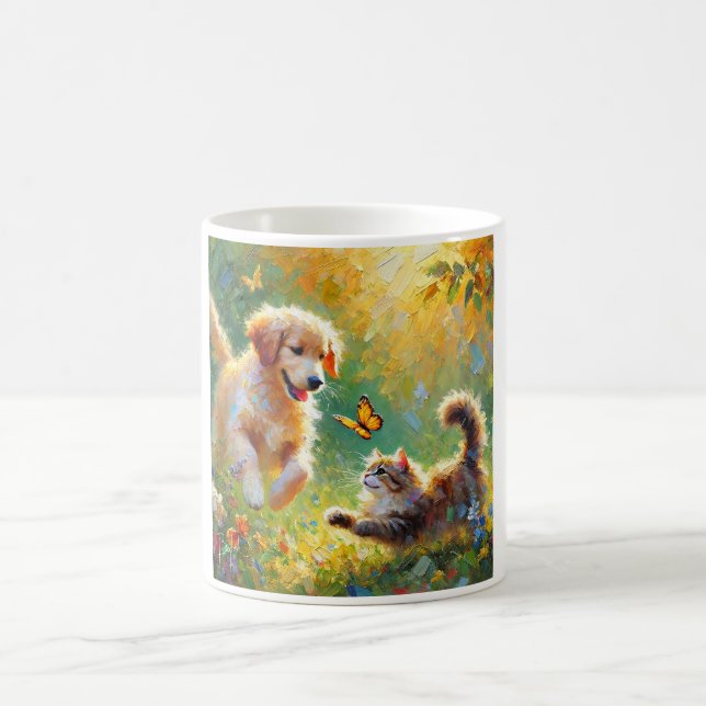 Spelande vänner kaffemugg (Center)