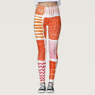Spelande vattenfärgsrutor Warm Boho Abstrakt Leggings