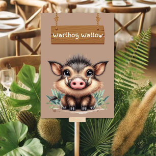 Spelande Warthog Wallow Jungle Safari Bord-tecken Bordsnummer