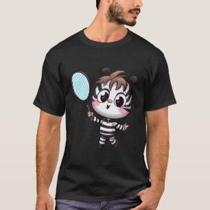 Spelande Zebra-Idrottsman Ace i Tennis och Badmint T Shirt
